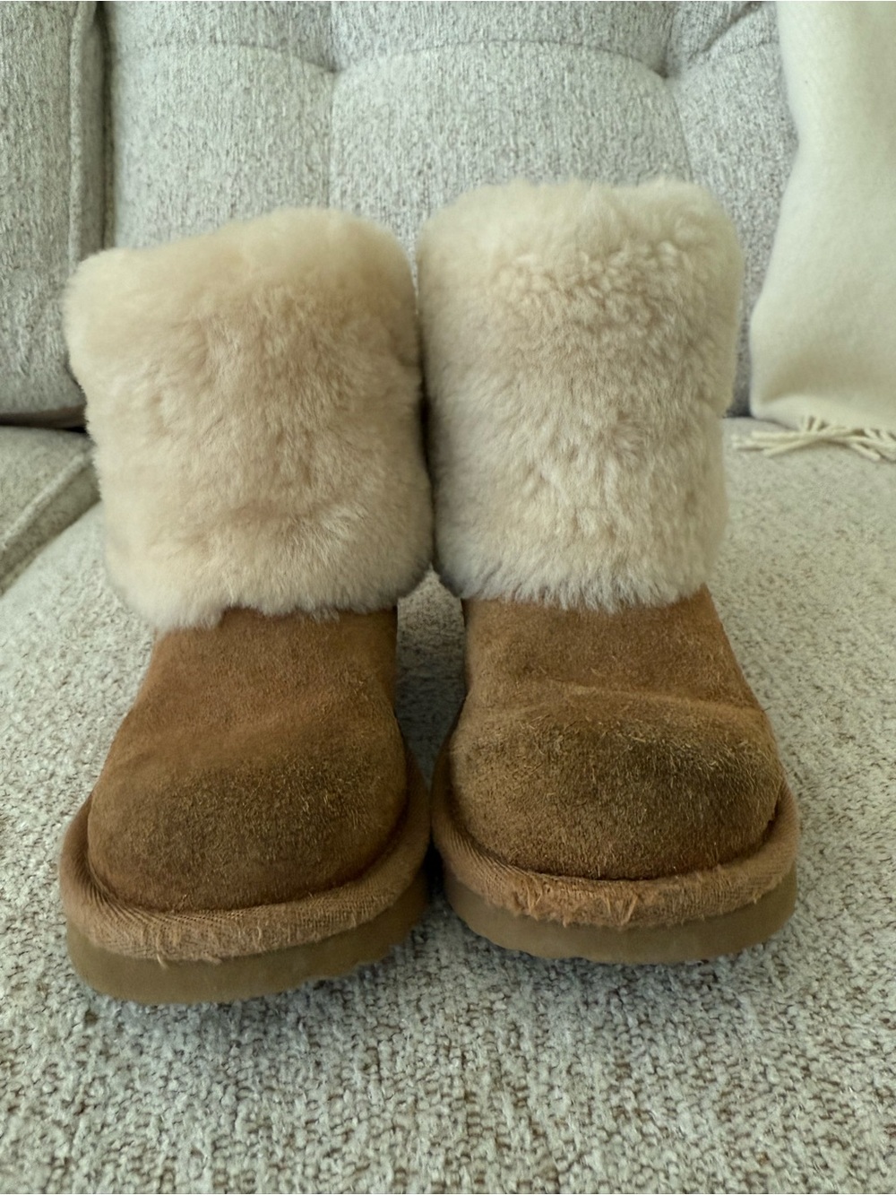 Kids Uggs Cuff Suede Boots - Tan